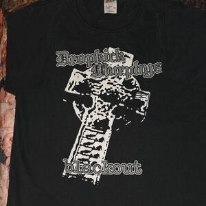 Anvil Black Short Sleeve Tee with White Graphic